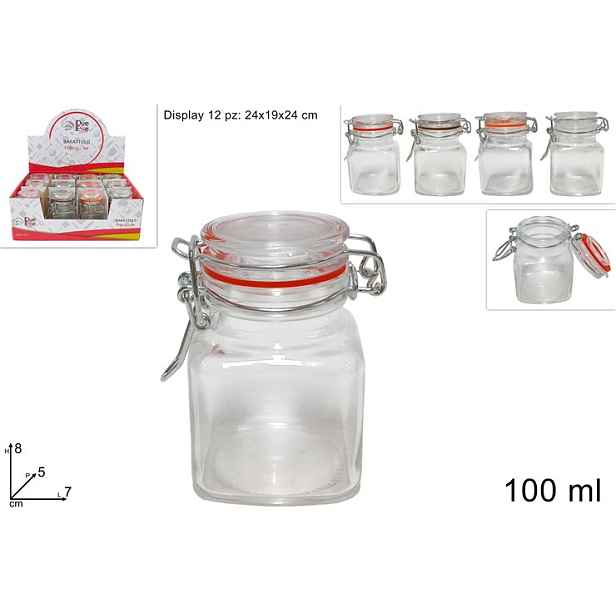 PROHOME - Dóza sklo 7x5x8cm 100ml klip různé barvy
