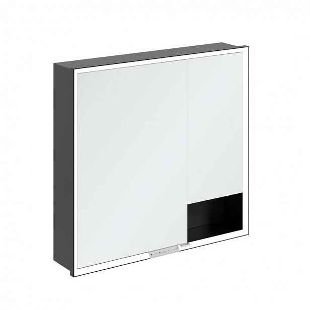 Villeroy & Boch My View+ - Zrcadlová skříňka s LED osvětlením 80x75x17 cm, 2 dvířka, černá/matná černá B48280VL