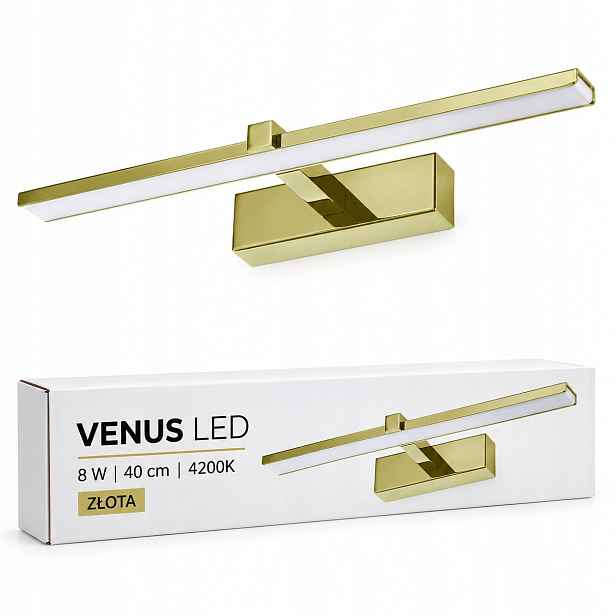 Zlatá nástěnná lampa Venus 8W 40 cm Led 4200K 580lm IP44 do ložnice