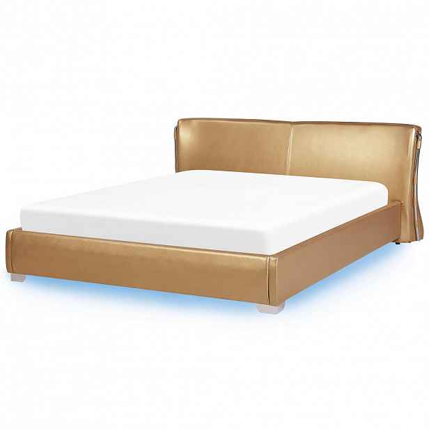 Beliani KOŽENÁ POSTEL 180/200 cm Zlatá Paris