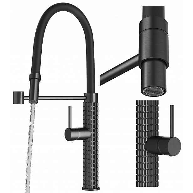 Kuchyňská Baterie S Flexibilním Ramínkem Pro Dřez Fano Gun Grey