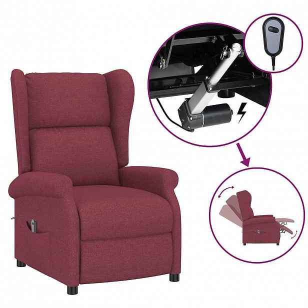 vidaXL Elektrické polohovací křeslo ušák vínové textil