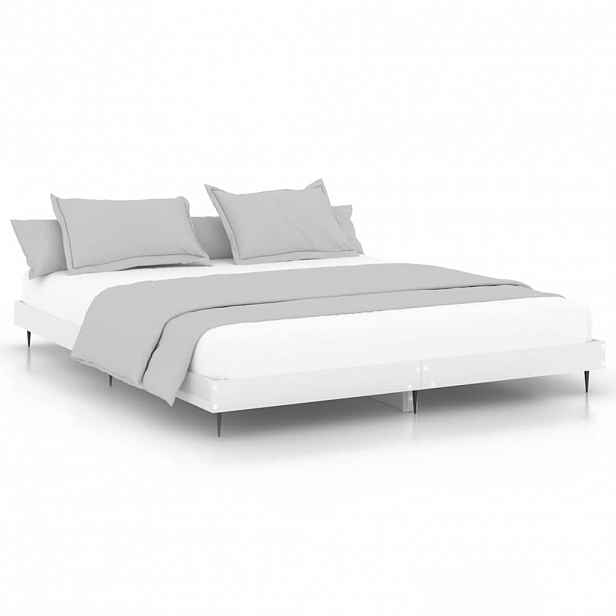 vidaXL Rám postele bílý s vysokým leskem 150 x 200 cm kompozitní dřevo