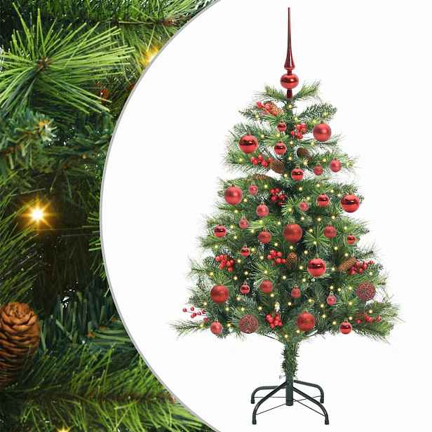 vidaXL Umělý vánoční stromeček 150 LED Teplá bílá PVC a kov Zelená