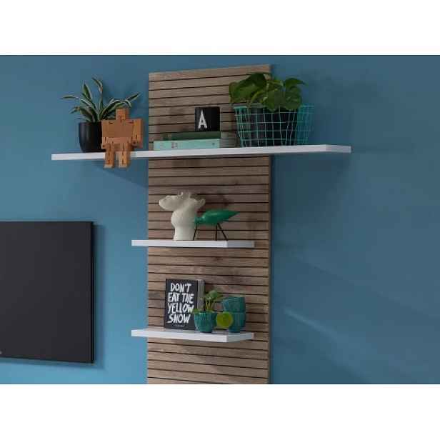 Nástěnný panel s policemi Rovigo 70 cm, dub nox/bílá