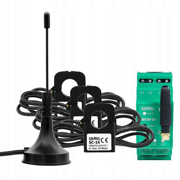 WiFi monitor 3-fázový elektroměr MEW-01/ANT s externí anténou Supla Zamel
