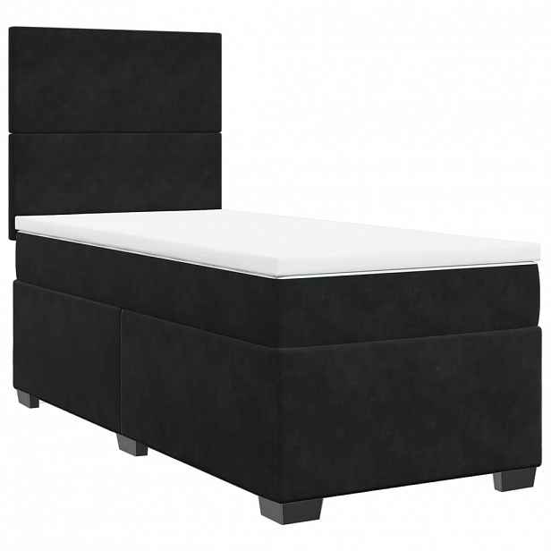 vidaXL Box spring postel s matrací černá 100x200 cm samet