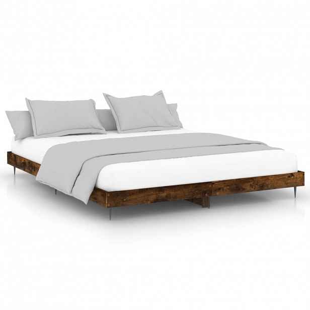 vidaXL Rám postele bez matrace kouřový dub 150x200 cm kompozitní dřevo