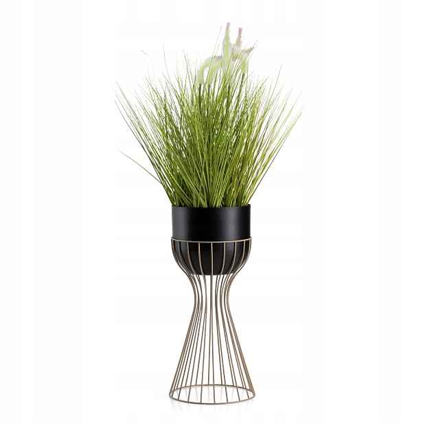 Držák Na Květináč Stojící s černým krytem stojan na květiny kovový 46 cm taupe