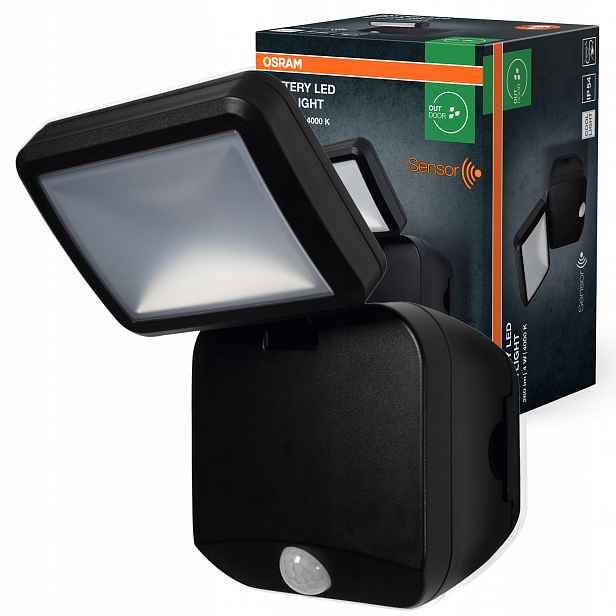 Led reflektor 4W černý s pohybovým senzorem IP54 Osram