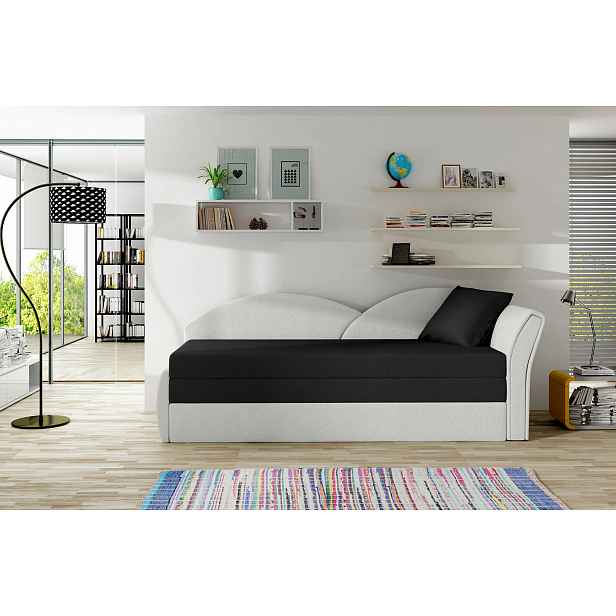 Rozkládací válenda s úložným prostorem 80x180 RESTARA - černá / bílá, pravá