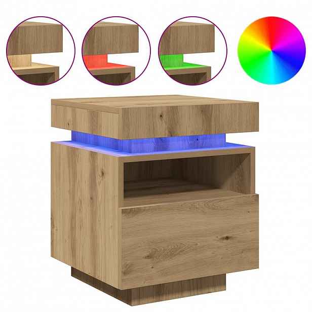vidaXL Noční stolky s LED osvětlením 2 ks dub artisan 40x39x48,5 cm