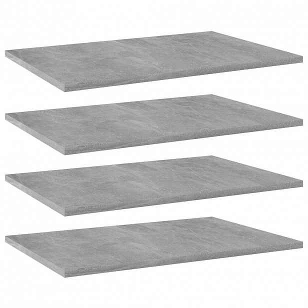 vidaXL Police na knihy 4 ks betonově šedé 60x40x1,5cm kompozitní dřevo