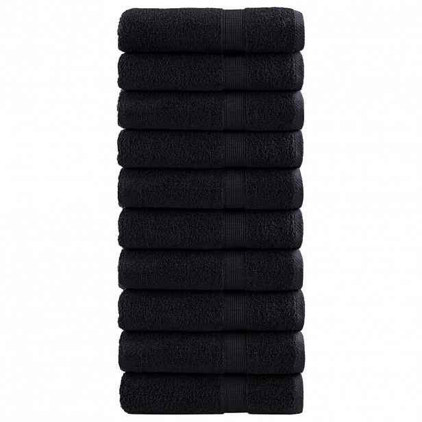 vidaXL Premium ručníky SOLUND 10 ks černé 70 x 140 cm 600 g/m²