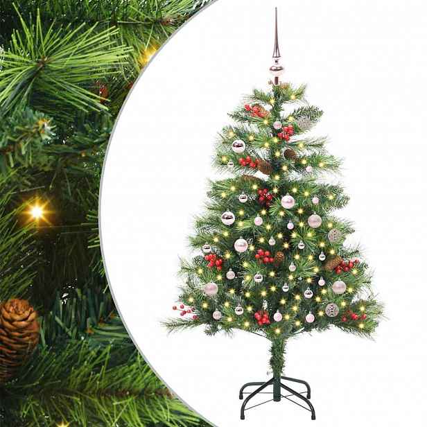vidaXL Umělý vánoční stromeček 150 LED Teplá bílá PVC a kov Zelená