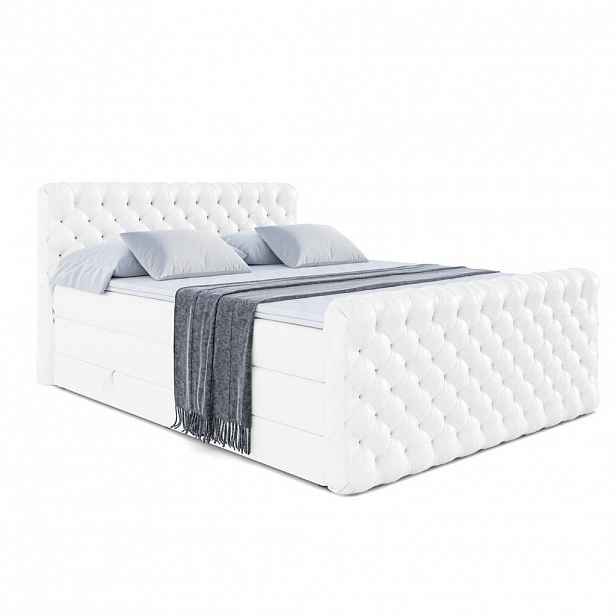ALTDECOR POSTEL boxspring BOXI8-Z KING – 160 × 200 – H3/H4 – vysoce lesklá bílá