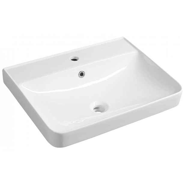 Aqualine - Umyvadlo nábytkové 60x45 cm, s přepadem, otvor pro baterii, bílá 3060