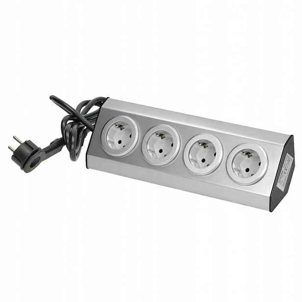 Podskříňková zásuvka 4x Schuko Inox na suchý zip, kabel 1,5 m