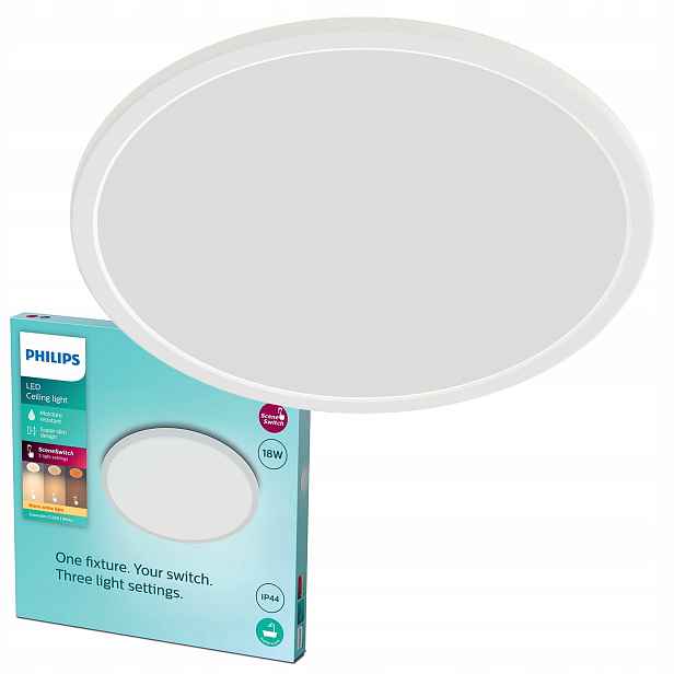 Stropní Svítidlo Led Stropní Svítidlo na omítku 18W 2700K IP44 Stmívatelná bílá Philip