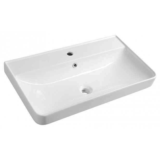 Aqualine - Umyvadlo nábytkové 80x45 cm, s přepadem, otvor pro baterii, bílá 3080