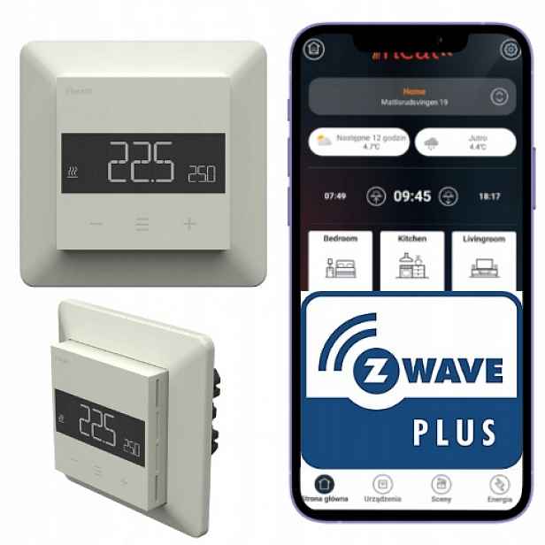 Heatit Z-TRM6 termostat Z-Wave 16A pro podlahové vytápění Ral 9010