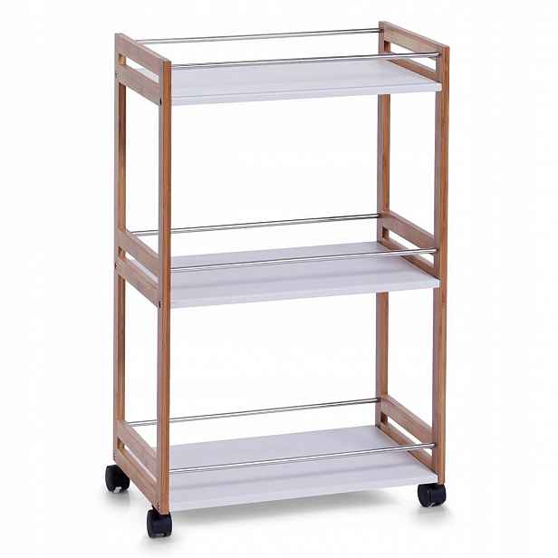 Koupelnový Vozík Se 3 Policemi Mdf Bambus 81X30X51 CM Na Kolečkách