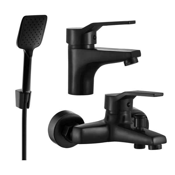 MEXEN - Caro R62 SET vanová a umyvadlová baterie, černá 746603R62-70
