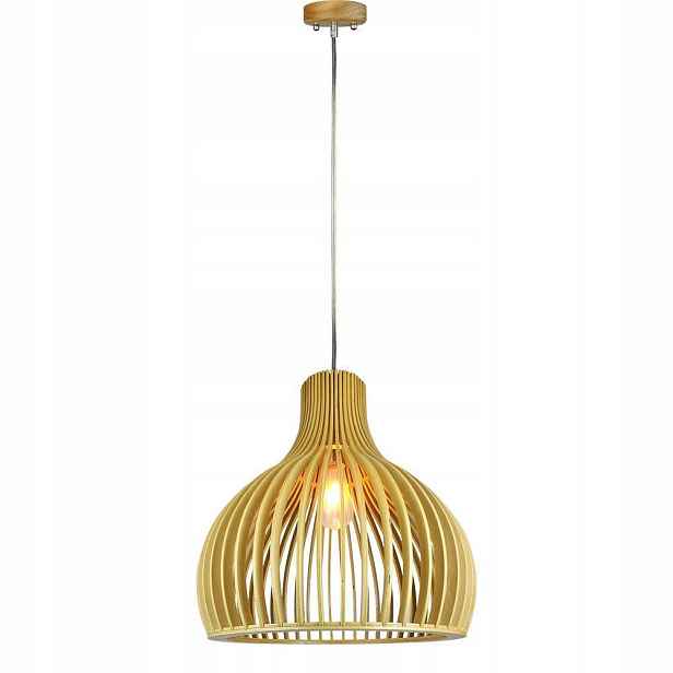 Závěsná lampa dřevěná světlé dřevo kulatá 35 cm do obývacího pokoje ložnice V-tac