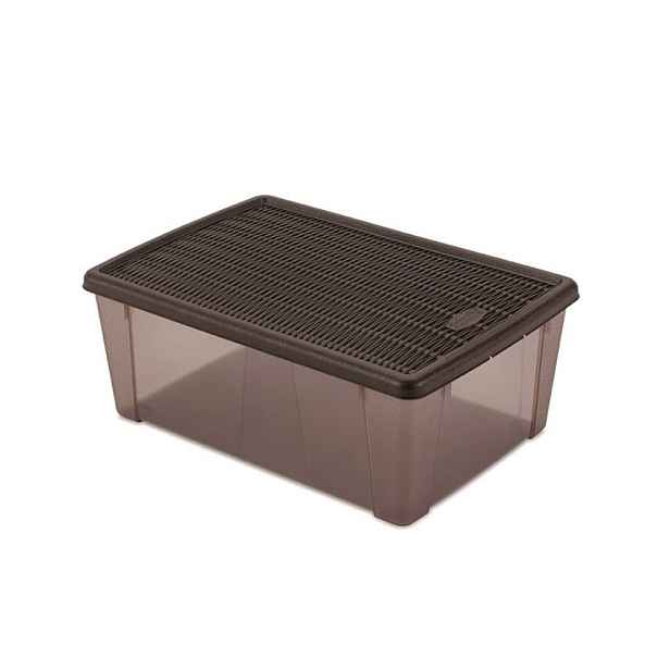 box 10,0l+víko 36,5x25,5x14cm hnědý ELEGANCE-L, plast