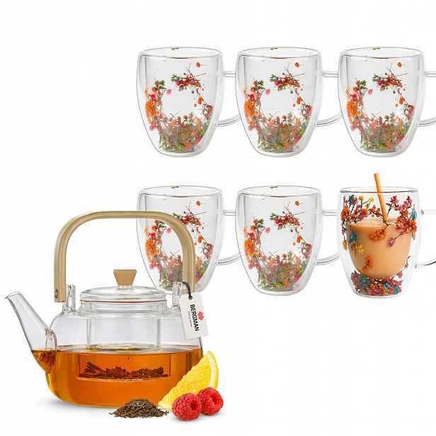 Sada Bergman – Džbán 1000 ml 6 květinových sklenic 350 ml