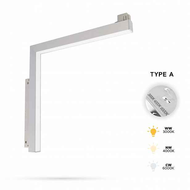 Úhlový reflektor Vertikální bílý Led Ultron 16W 3CCT Typ A Smart Track 48VDC