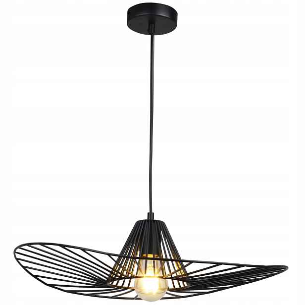 Závěsná nástěnná lampa Drátěný klobouk Loft Industrial E27 Černá Abano