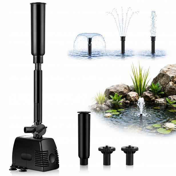 Fontánová pumpa pro jezírko 22W 1000L/h 3 trysky Regulace průtoku