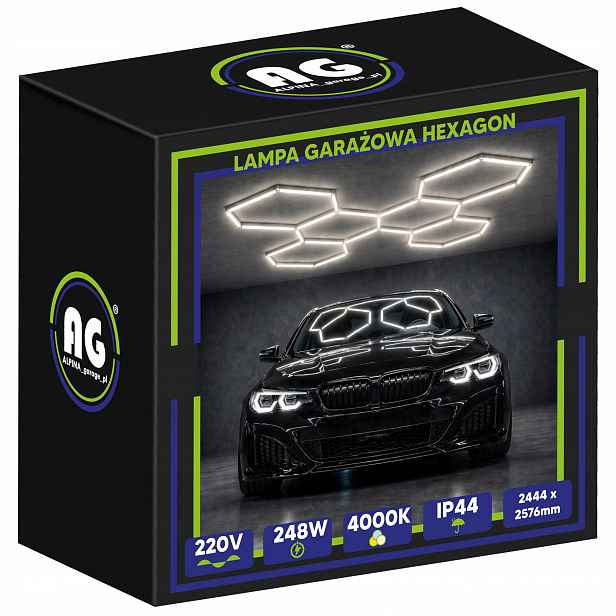 Hexagon Led Medová Plástev Panel pro garáž dílny 248W 4000K 244x258cm