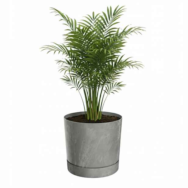Hladký kulatý matný květináč Ø39 Cm s krytem, beton, šedá barva