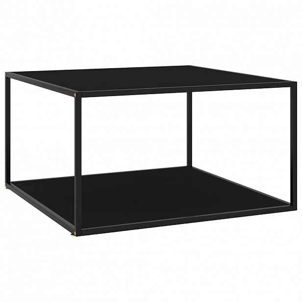 vidaXL Konferenční stolek černý s černým sklem 90 x 90 x 50 cm