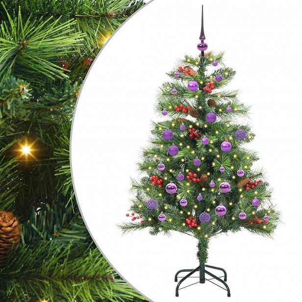 vidaXL Umělý vánoční stromeček 150 LED Teplá bílá PVC a kov Zelená