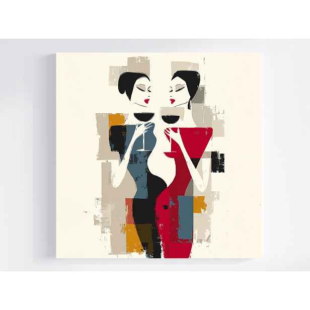 Obraz Na Plátně Canvas Moderní Abstrakce Ženy Víno Přátelství 50x50