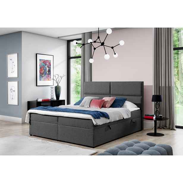 Boxspring PILANSI 13 140x200, tmavě šedá látka