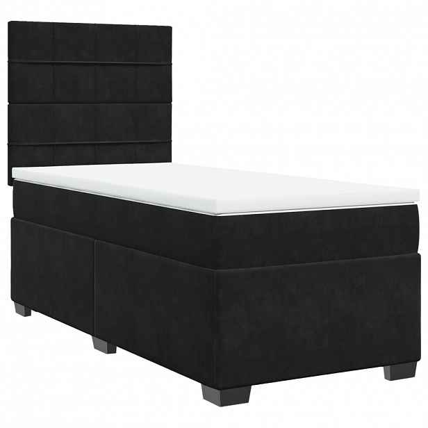 vidaXL Box spring postel s matrací černá 100x200 cm samet