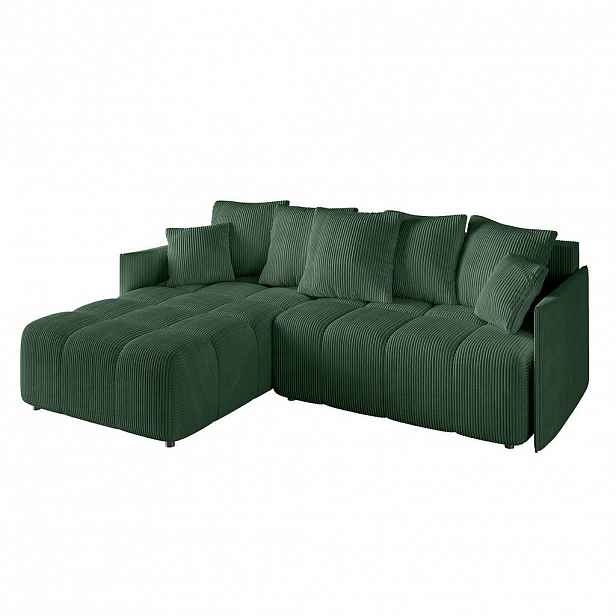 ALTDECOR ROHOVÁ SEDACÍ SOUPRAVA s otomanem vlevo LONLI-L 251x189x68 zelený manšestr