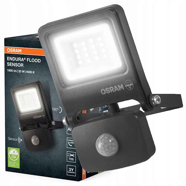 Led reflektor s pohybovým a soumrakovým senzorem 20W 4000K 1800lm IP44 Endura