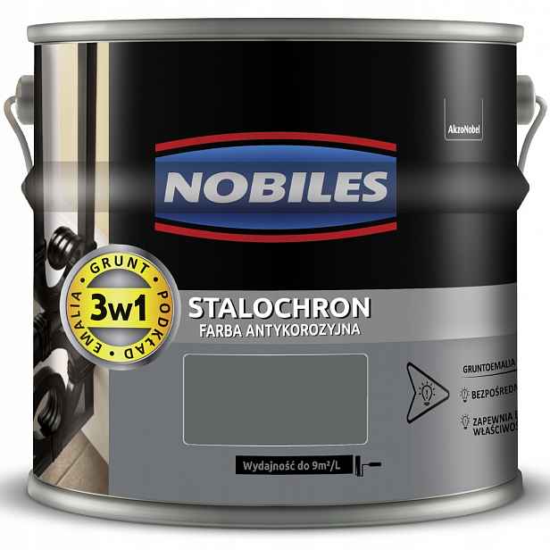Nobiles Stalochron Barva na kov proti korozi Šedá Světlá Ral 7010 5L