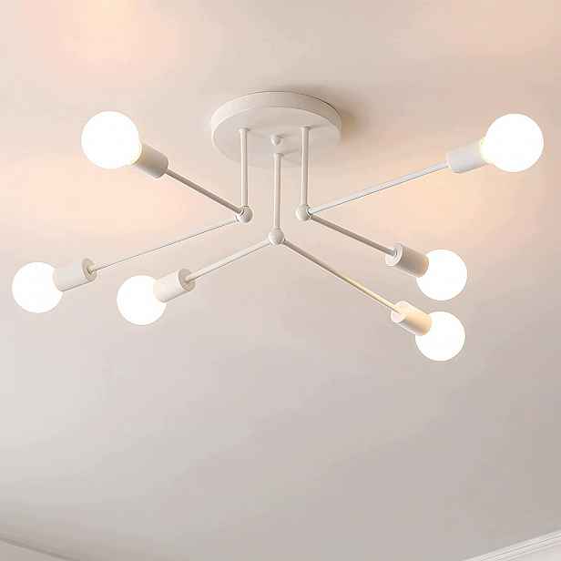 Stropní Svítidlo Sputnik 6x E27 Bílá Industriální lustr