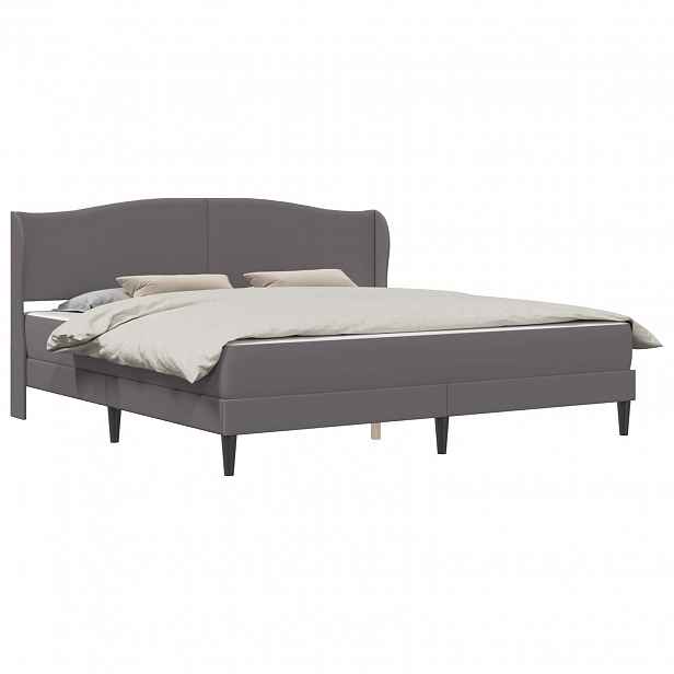 vidaXL Rám postele s čelo Šedá 200 x 200 cm Umělá kůže