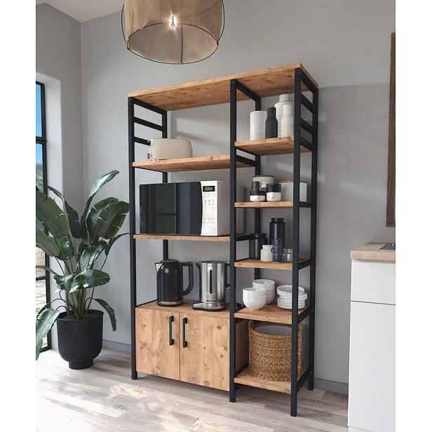 Casarredo Kuchyňský regál 2D FLAGEN - borovice/černá