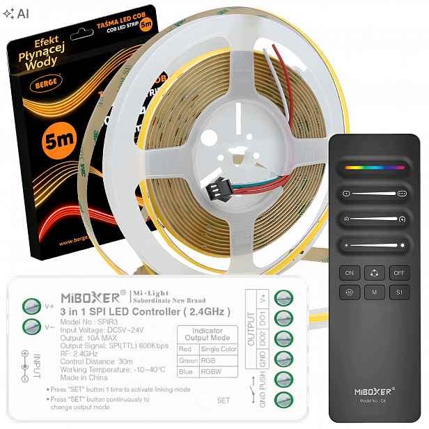 Led Páska Digitální Tekoucí Voda 5 M Cob 65W WS2811 24V Miboxer Ovladač Led