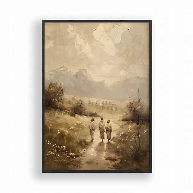 Obraz Ježíš s učedníky Plakát Rámeček Dřevěný Černý 30x42 cm