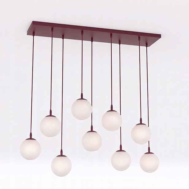 Stropní svítidlo Cosmo 9x E14, vínové opálové stínítko, 120 cm