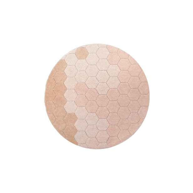 Světle růžový pratelný ručně tkaný bavlněný kulatý koberec ø 140 cm Honeycomb Rose – Lorena Canals